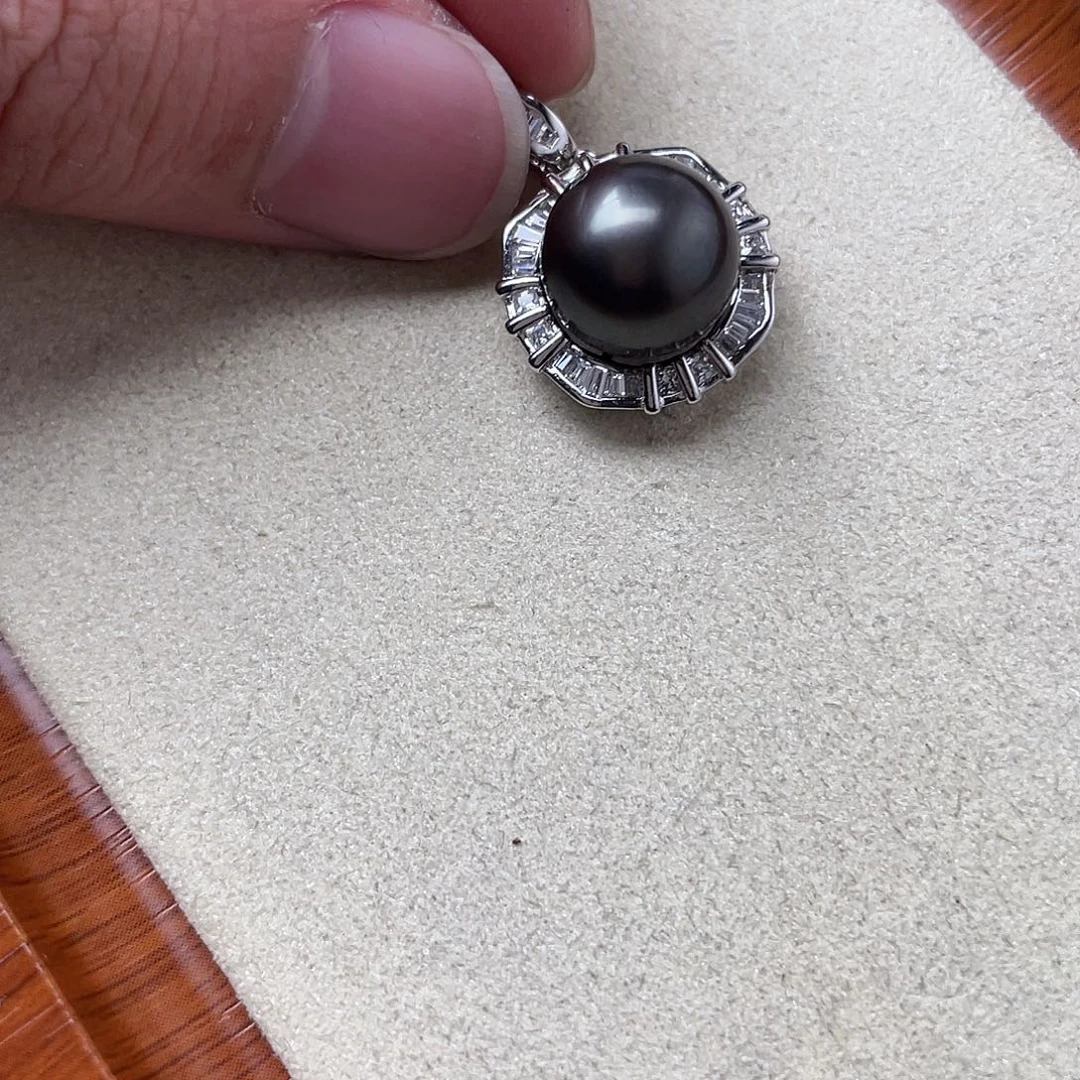 吊坠(不含链)银S925镶嵌海水珍珠