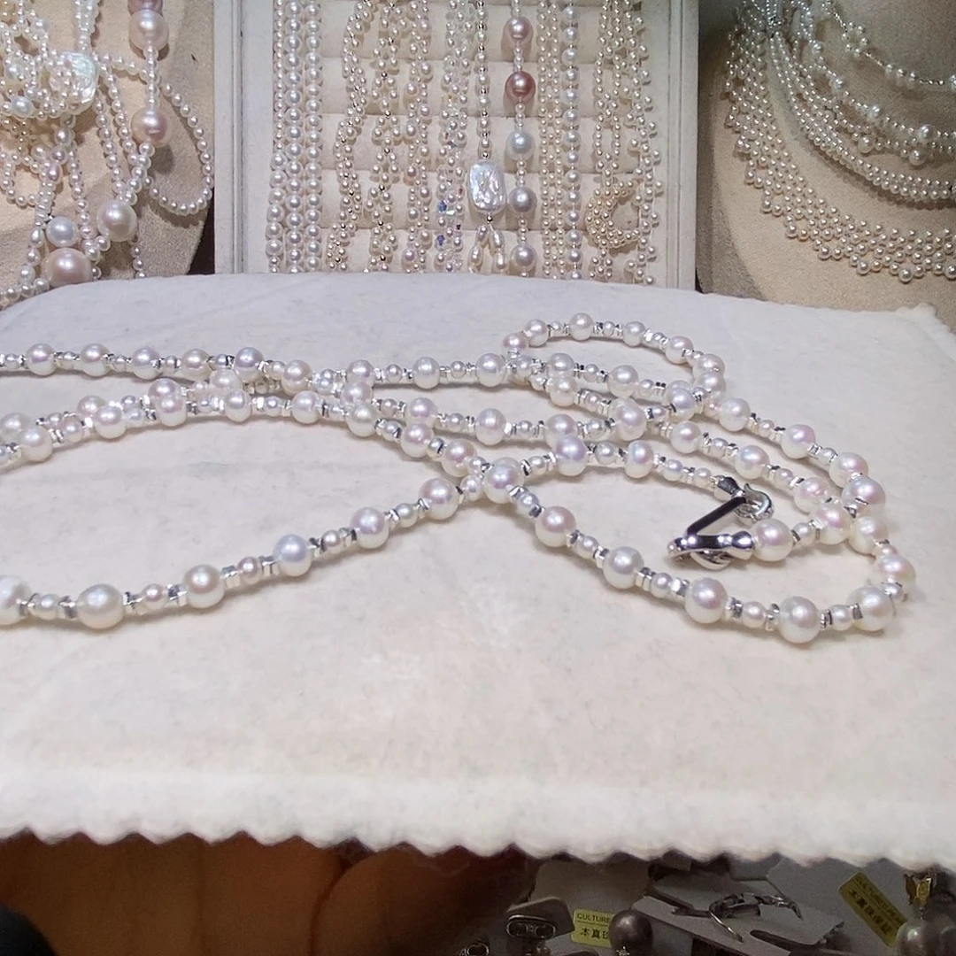 非金属纯银设计毛衣链螺纹