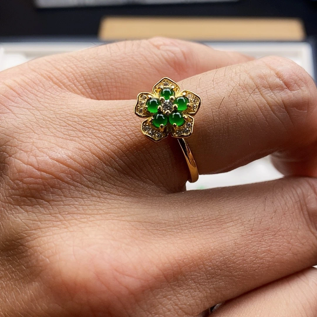 银S925镶嵌戒指翡翠戒指