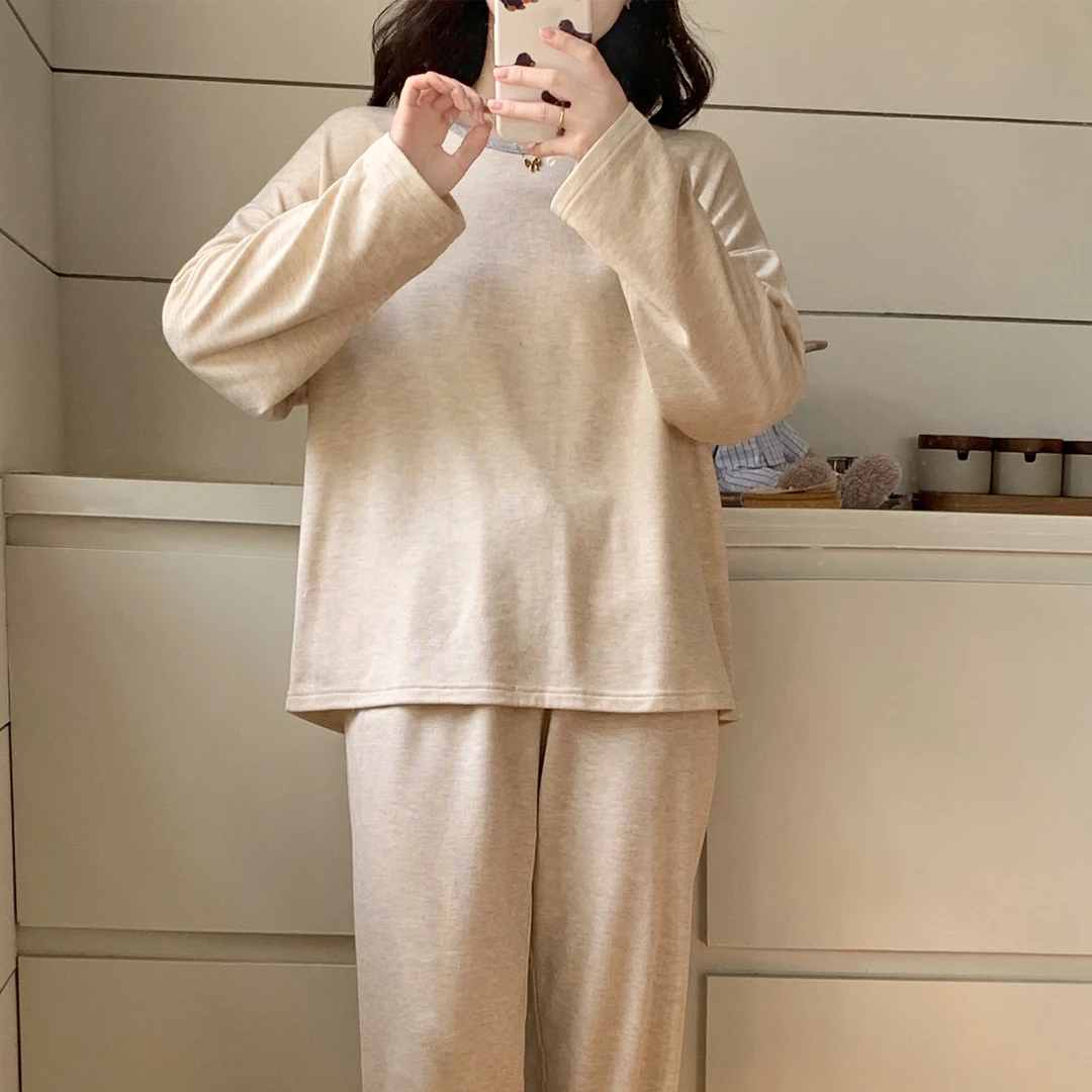 高颜值秋冬季睡衣女款爆款2025新款加厚加绒保暖羊绒家居服两件套