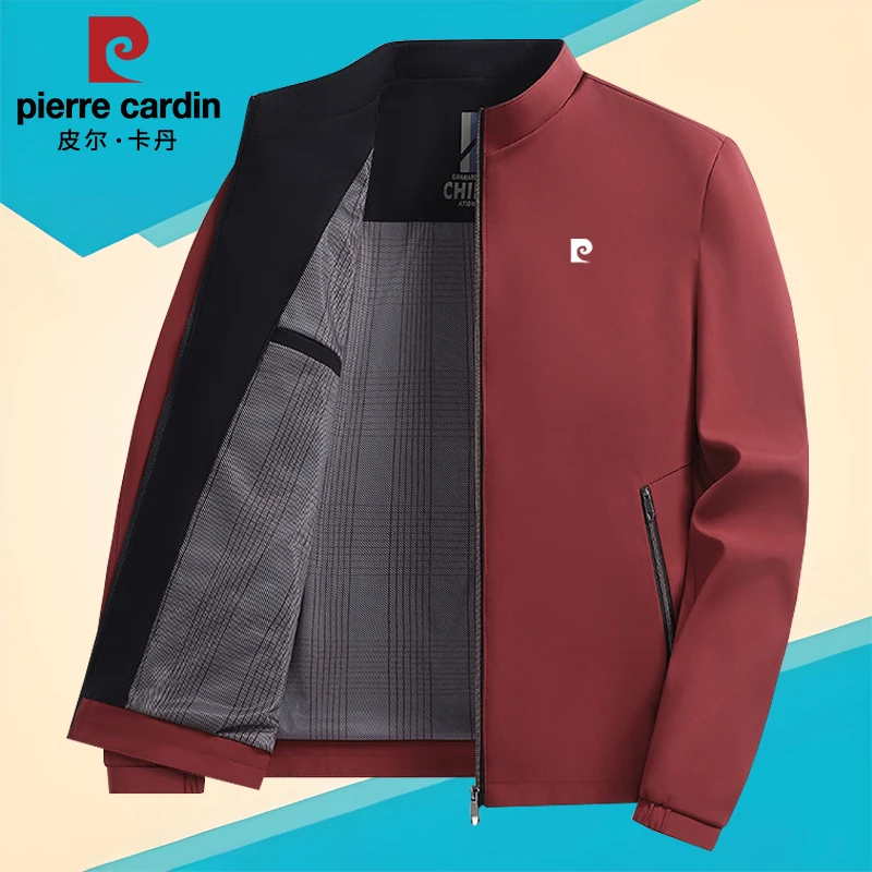 皮尔卡丹秋冬季男士外套中青年新款高档休闲立领百搭商务夹克男装