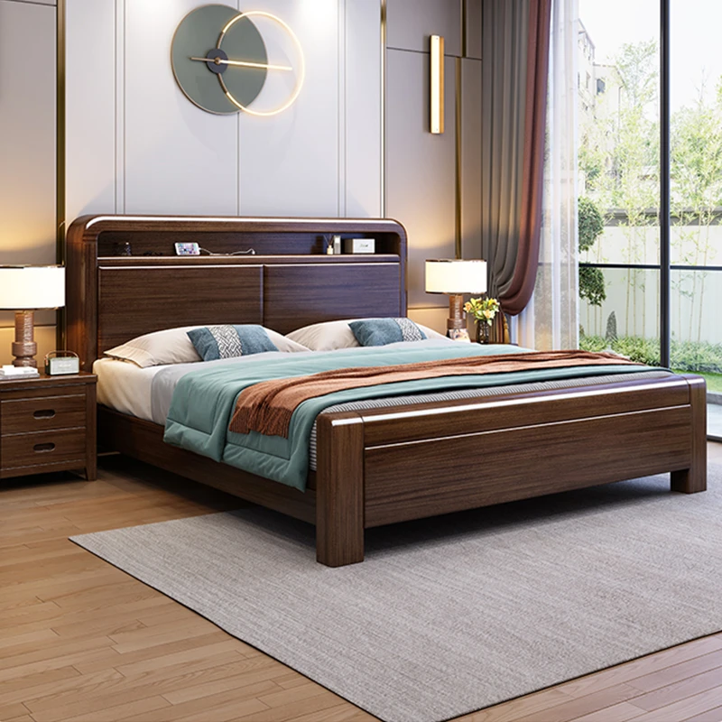 新中式现代经济型主卧室家用实木床简约实木双人床大床