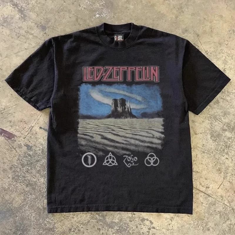 2025新款夏季圆领宽松照片印花短袖t恤男纯棉潮流休闲半袖上衣tee