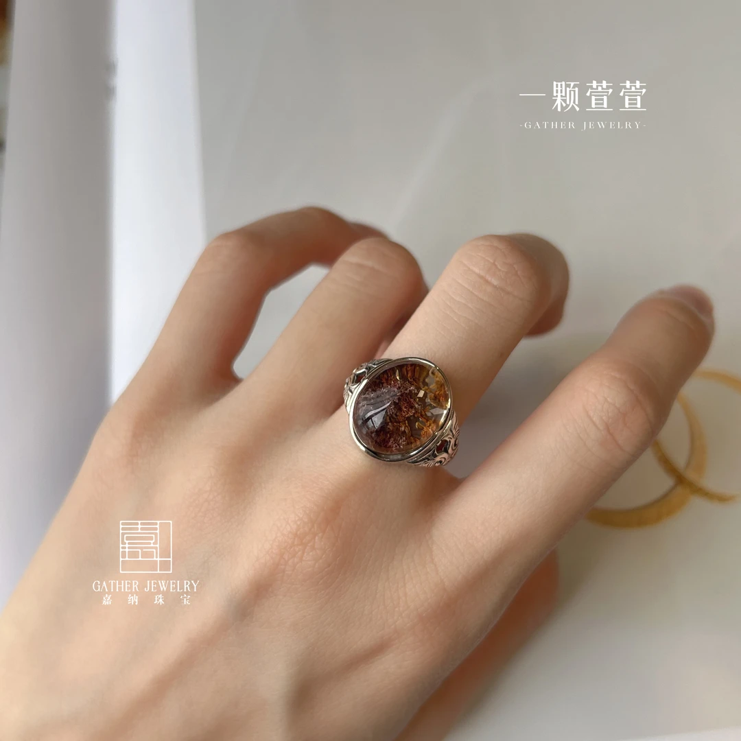 【一颗萱萱】s925银镶幽灵水晶戒指精美轻奢百搭1120039