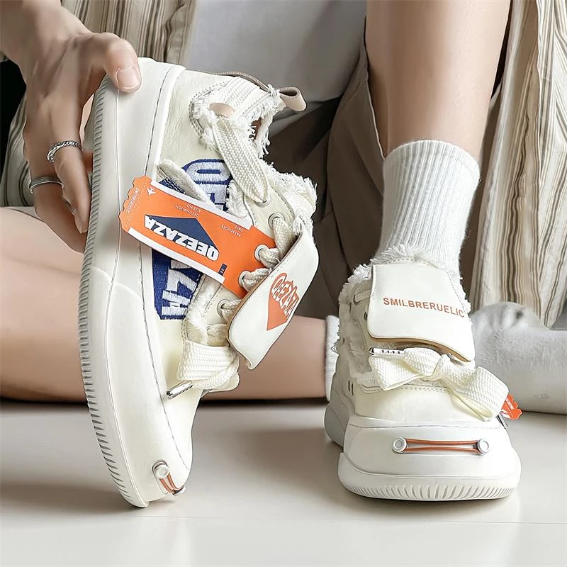 【香港JTG&Shoes官方正品】百搭小白鞋男鞋檀健次同款开口笑厚底