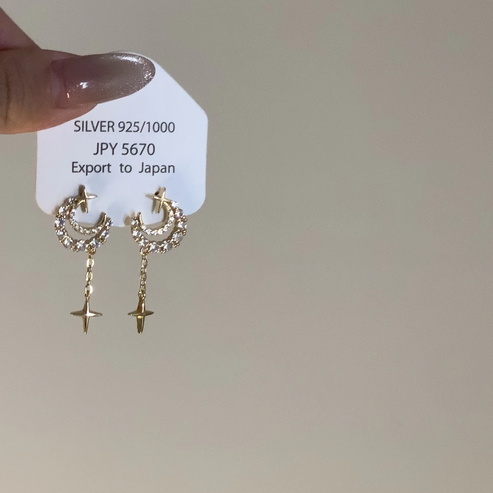 合金耳饰 韩式耳环星星耳钉女小众独特轻奢感高级气质十字耳饰