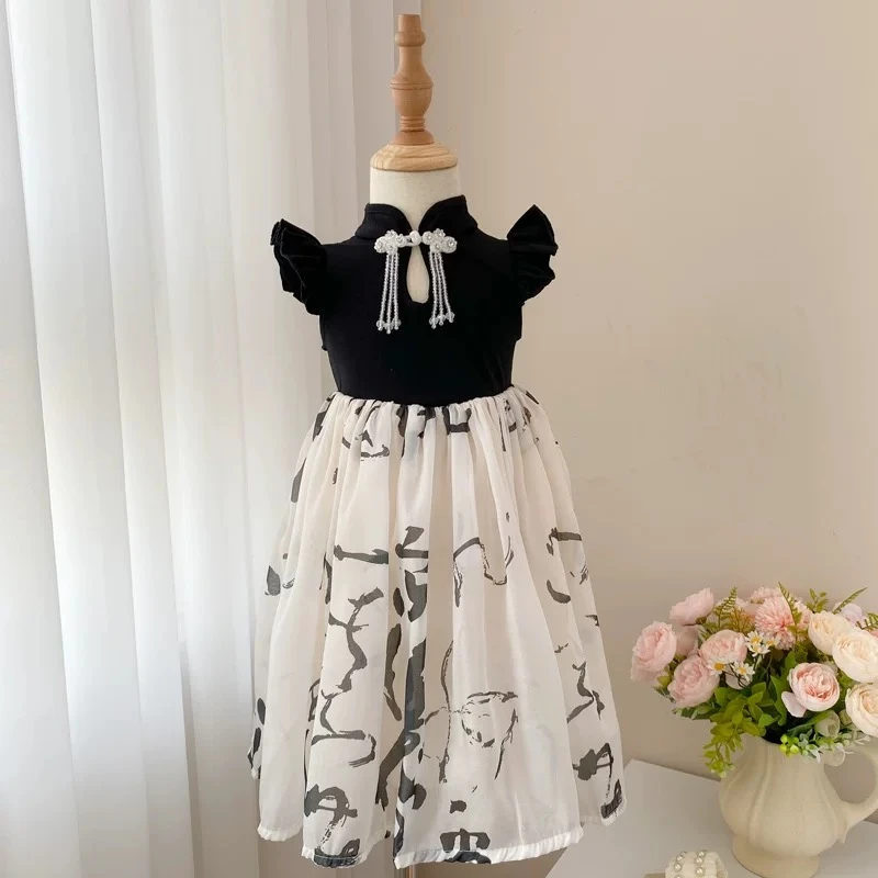 【国风新中式连衣裙】2025小孩公主裙女童古风洋气千字文汉服裙子