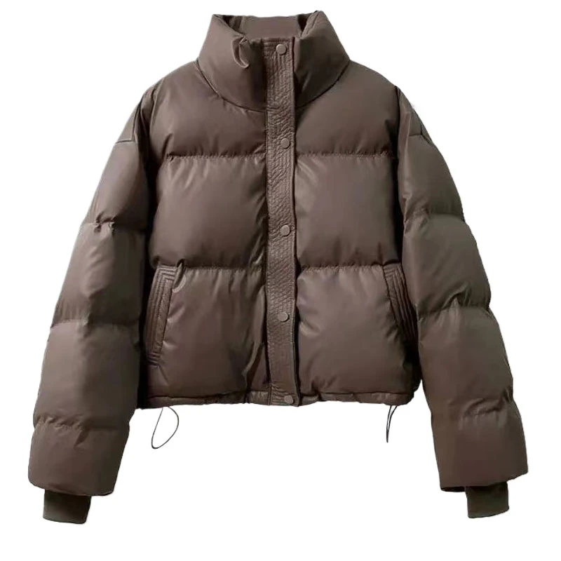 冬季2025年新款欧货pu皮加厚面包服外套女短款小个子时尚棉衣棉服