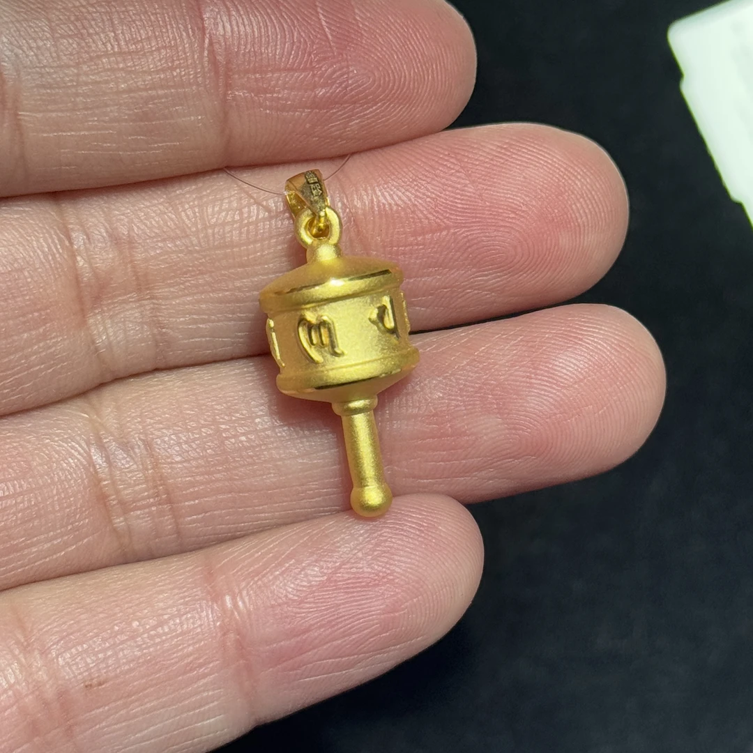 【转经筒】六桂福珠宝足金转经筒吊坠六字箴言挂坠素款百搭项坠