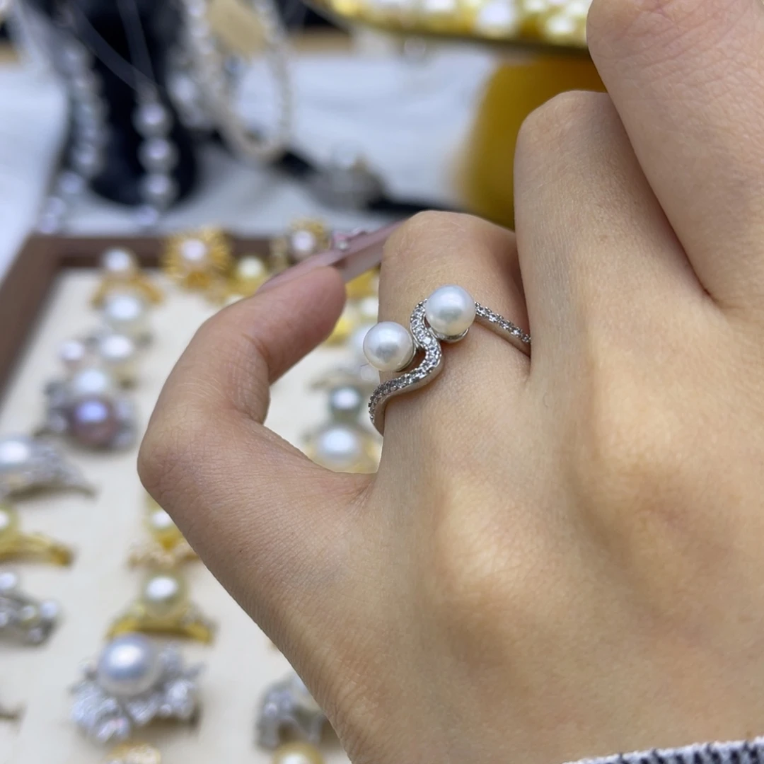 戒指淡水珍珠银S925镶嵌