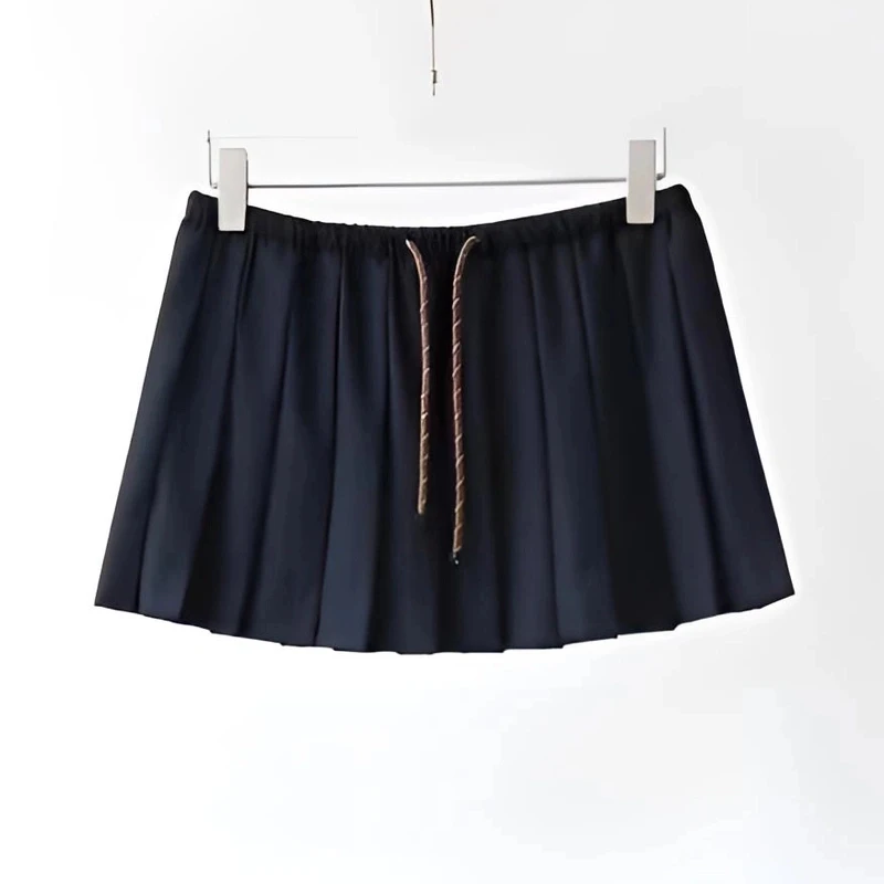ICCLEK 经典百搭学院风压褶半身裙显瘦宽松高腰百搭时尚裙子-7031