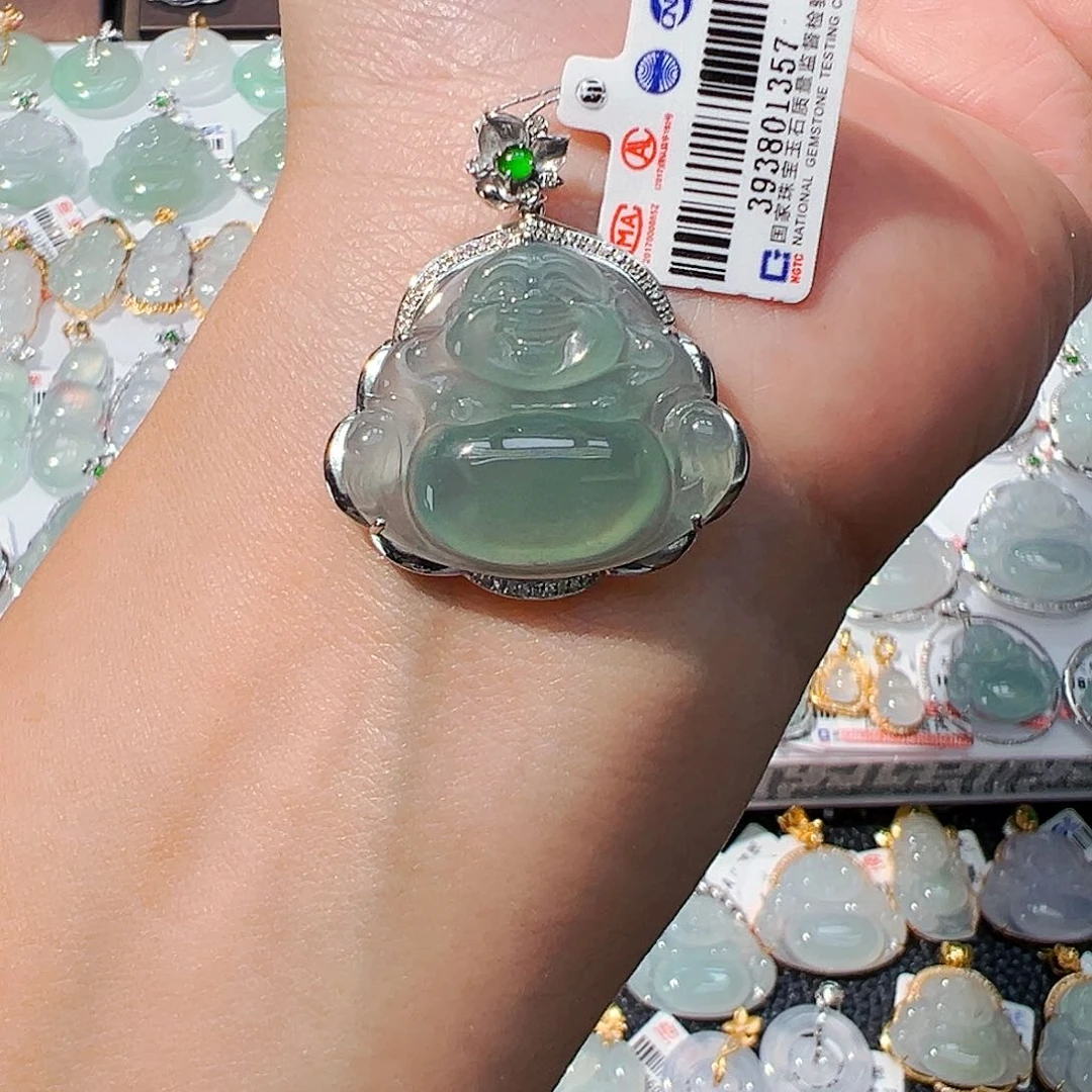 吊坠(不含链)18K金镶嵌翡翠佛公