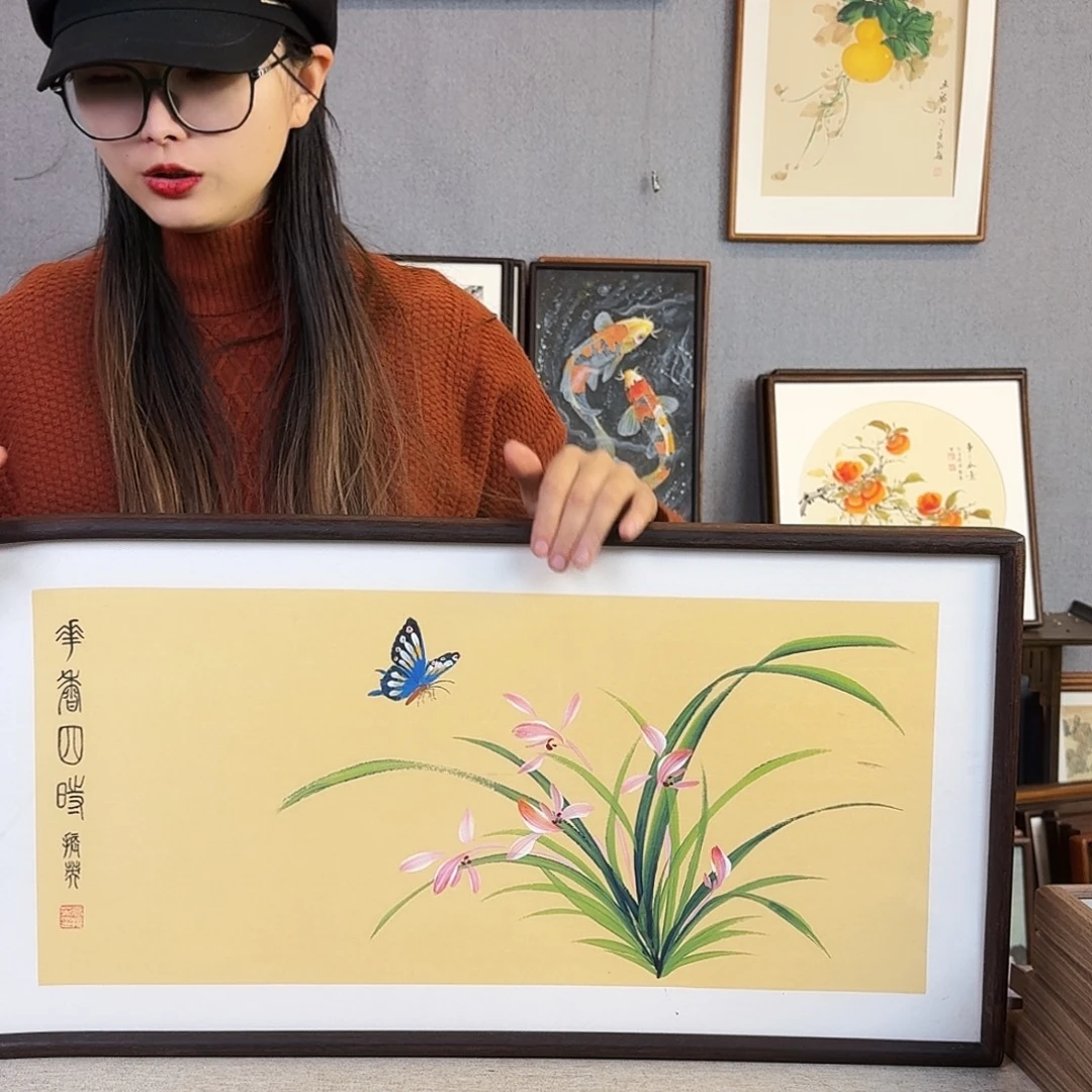 书法手绘带框尺寸： 36*69