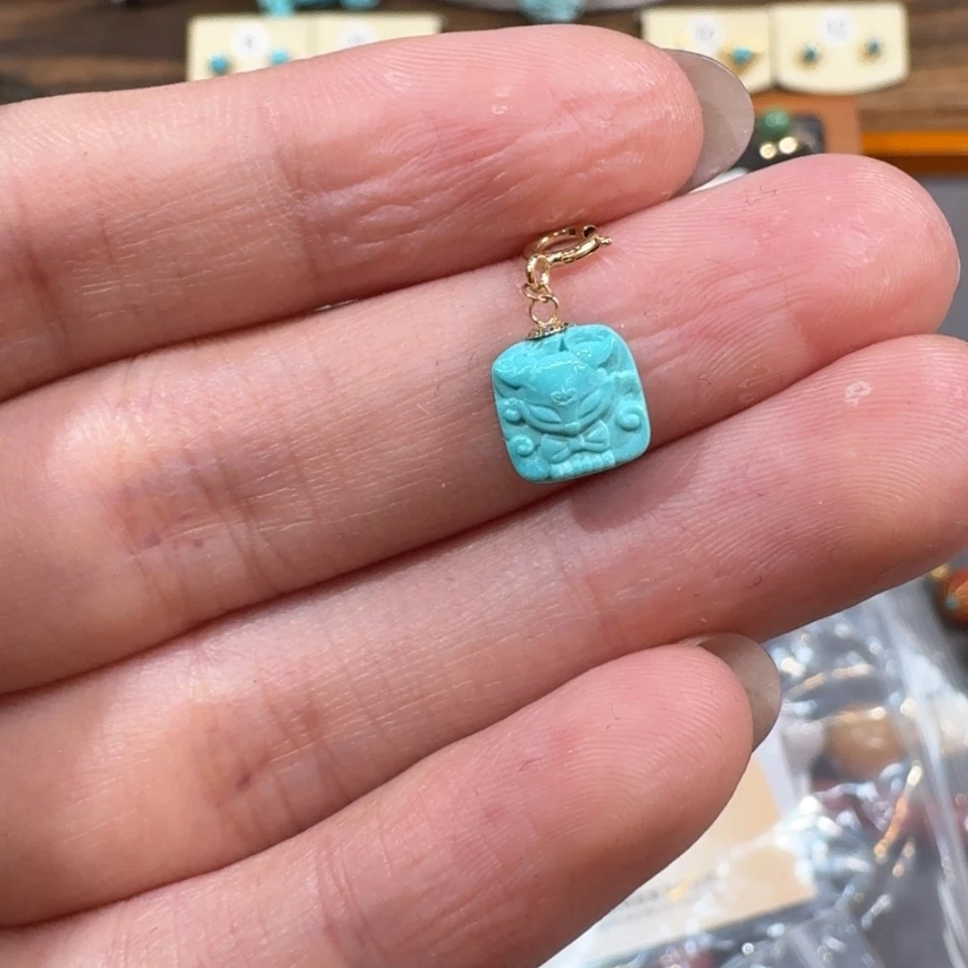 绿松石18K金镶嵌凤九小滴流