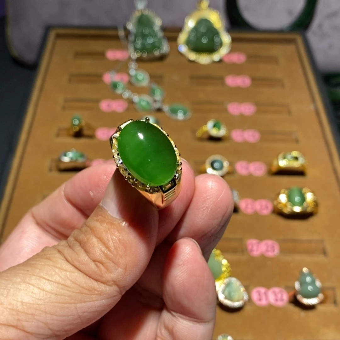 和田玉（碧玉）戒指银S925镶嵌静**君