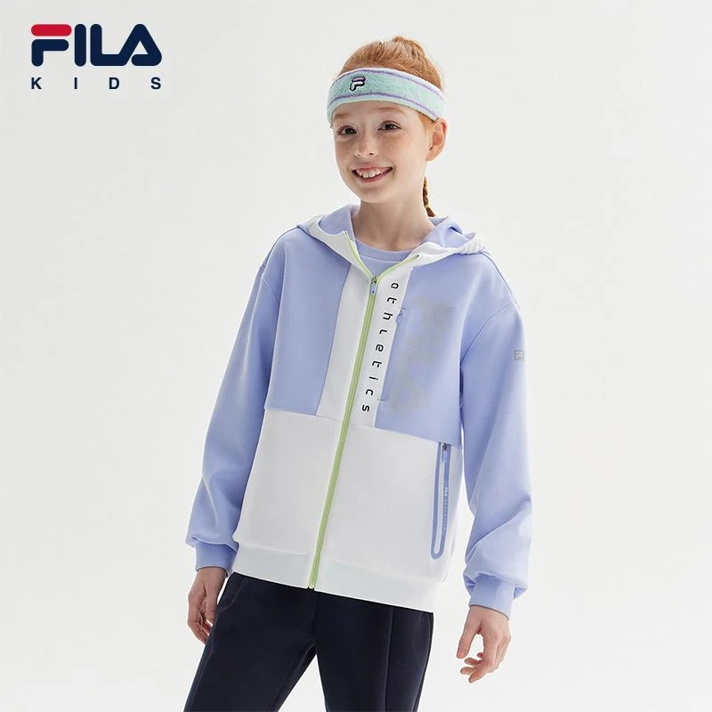 FILA斐乐童装女中大童上衣春季休闲舒适网球针织外套K12G433502U