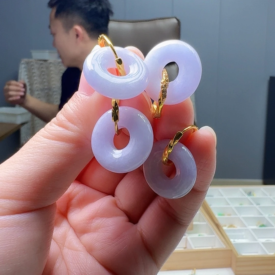 银S925镶嵌翡翠耳饰多样性发货其一