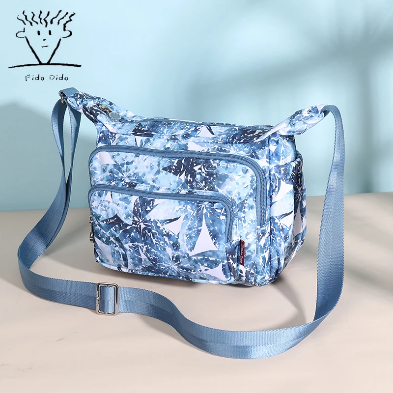 菲都狄都女包时尚百搭夏季印花单肩包中年妈妈包大容量多层休闲包