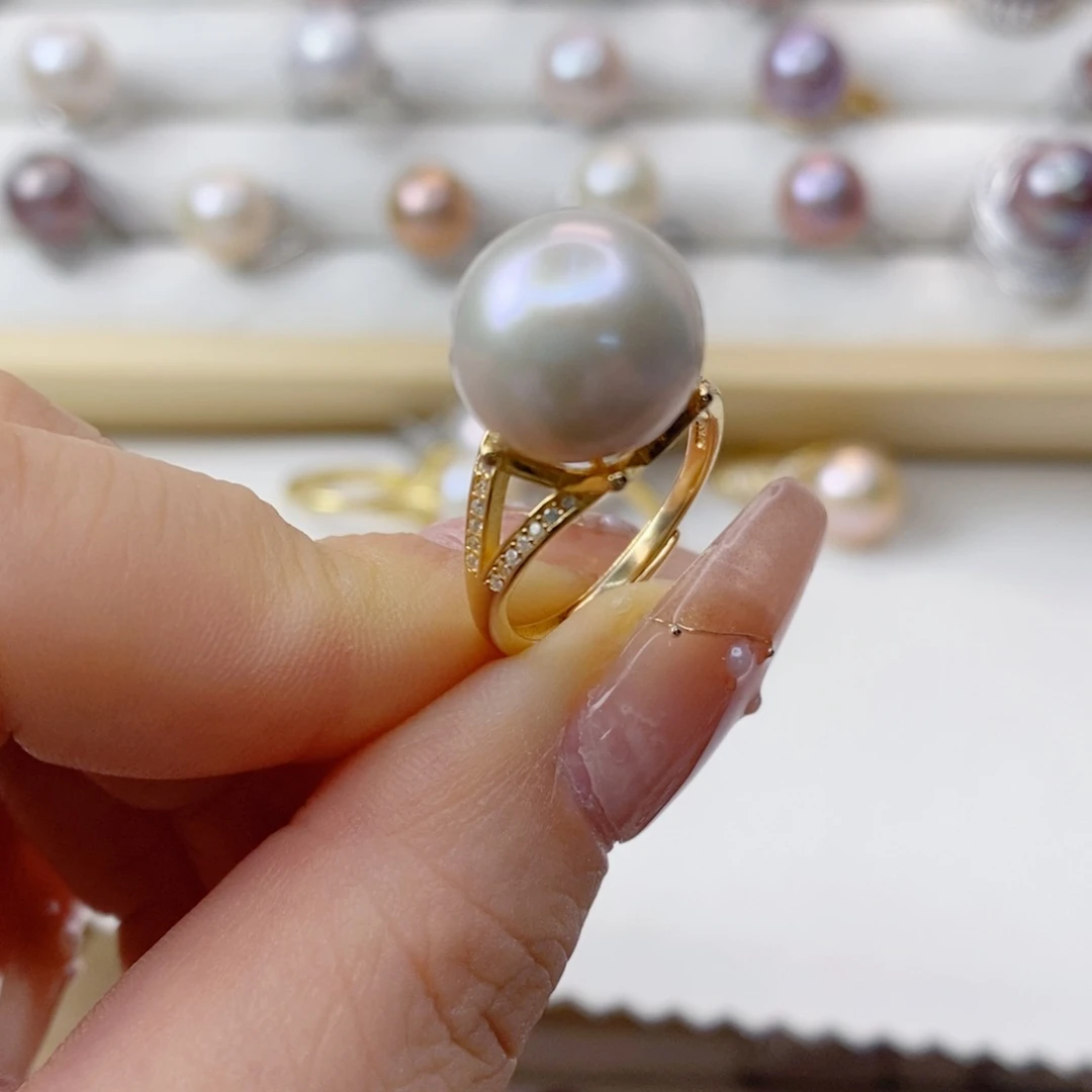 淡水珍珠戒指银S925镶嵌隶*堂