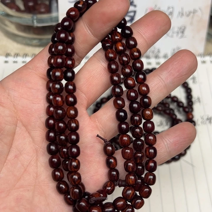 降真香手串/手链海南红降06*108老型黑金虫漏