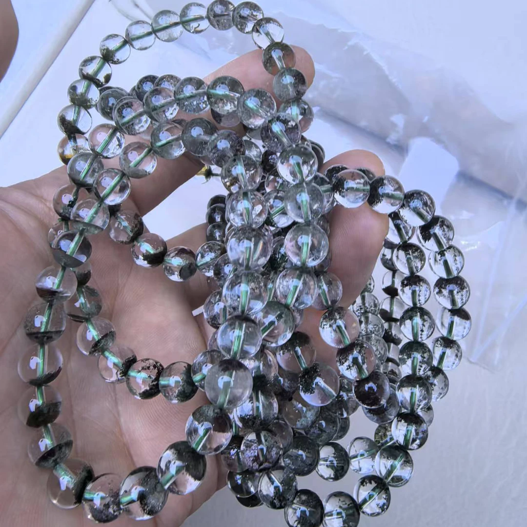 非金属仿水晶手链 宝丫轻奢 天然净透绿幽聚手串K969