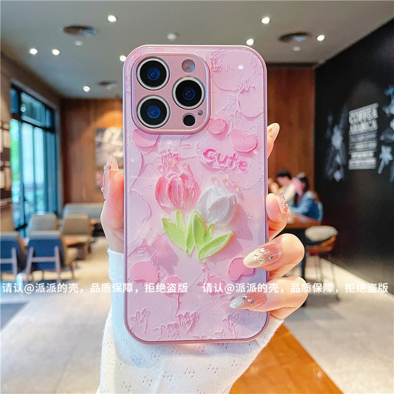 （苹果系列）金属漆玻璃壳适用iPhone11/12/13/14/15/16手机壳潮