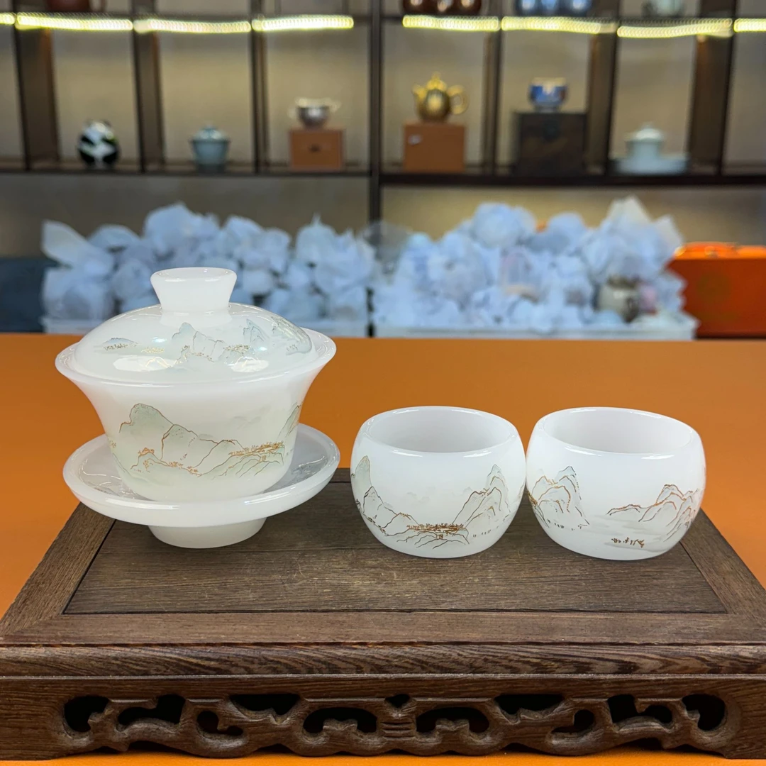 【闪购商品】千里江山琉璃一盖两杯