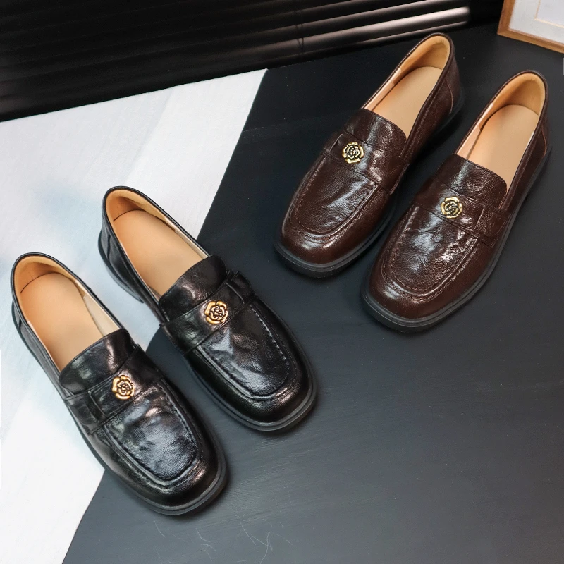 Aliyah/2025春季新款大码34-42真皮单鞋软底乐福鞋低跟小皮鞋女鞋