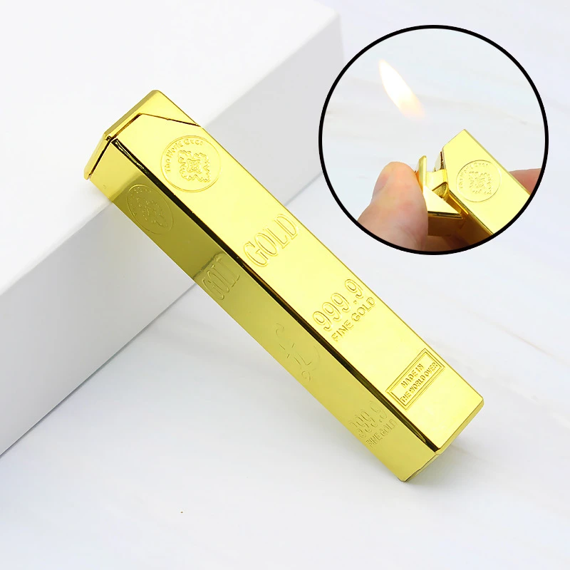017金砖充气明火打火机 创意方柱型金条款式火机 礼物