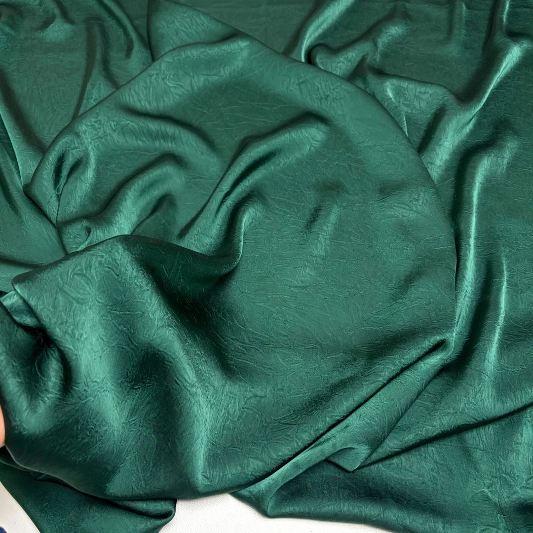 墨绿色双面缎手抓花醋酸布料 可做衬衫裙子旗袍新中式国风布料