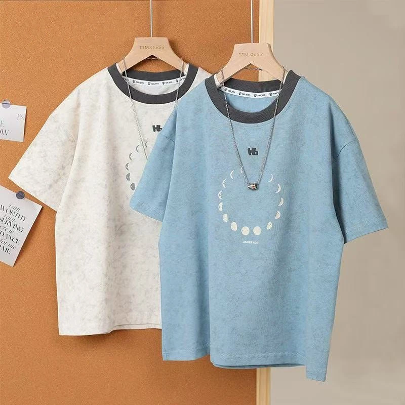 清凉一夏~2025爆款男童个性圆领男童印花百搭短袖中大童韩版