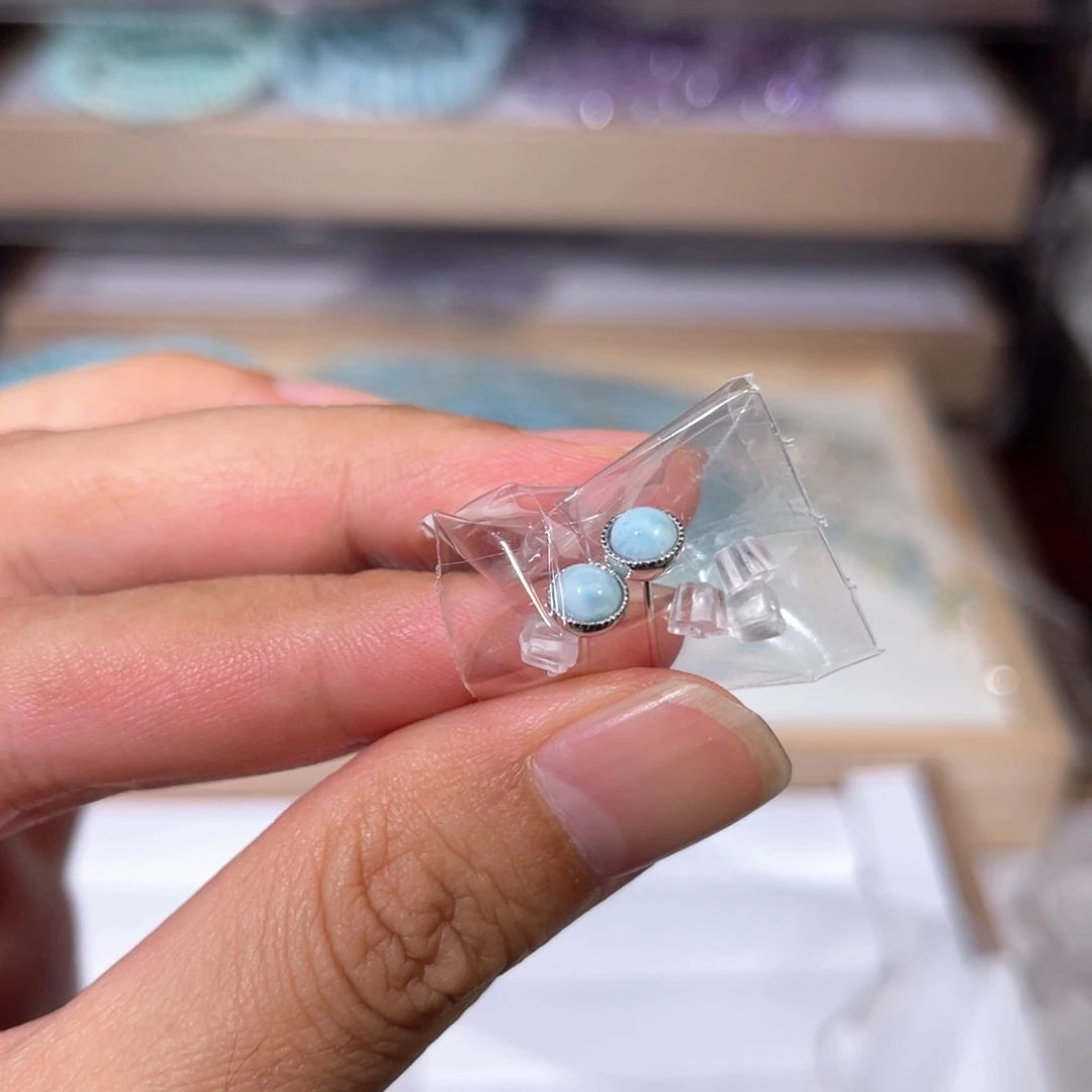 水晶耳饰银S925镶嵌海纹013