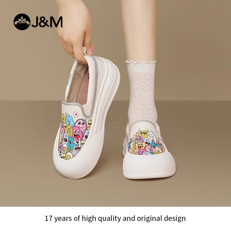 J&M/快乐玛丽卡通厚底板鞋女2025年春季百搭时尚运动休闲鞋88080W