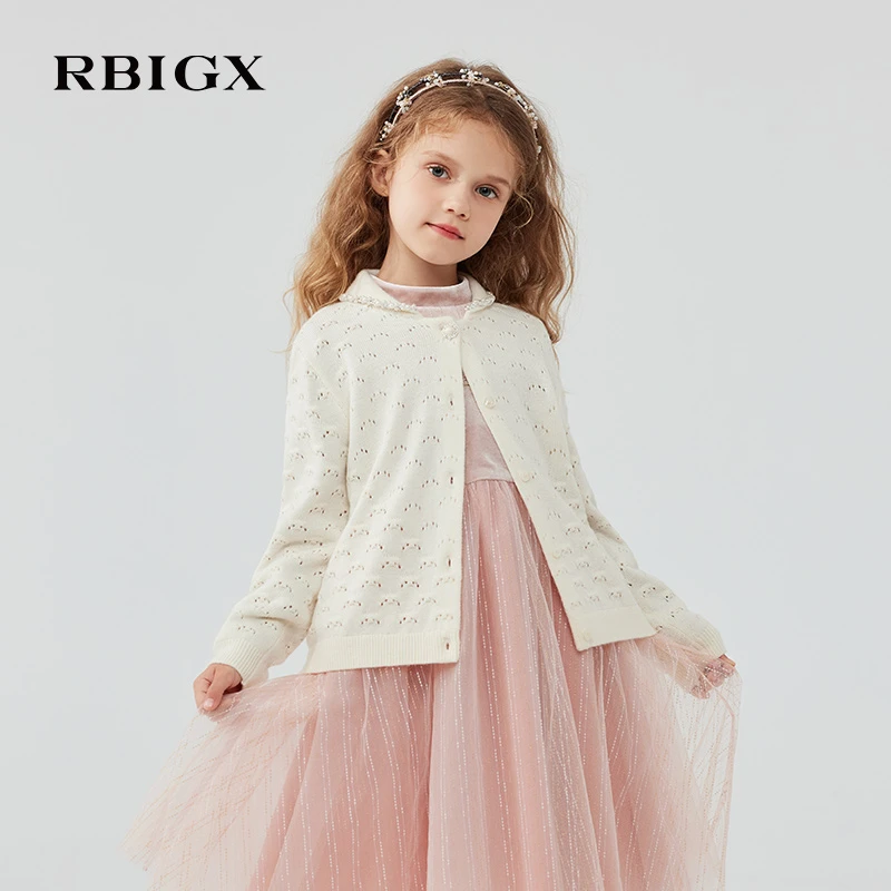 RBIGX瑞比克童装2025年冬季新款羊毛开衫女童百搭公主开衫毛衫