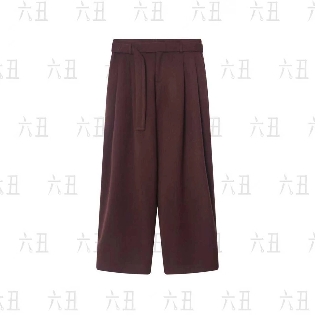 【六丑】新款通勤显瘦百搭气质通勤三色腰带阔腿休闲裤510XXK0163