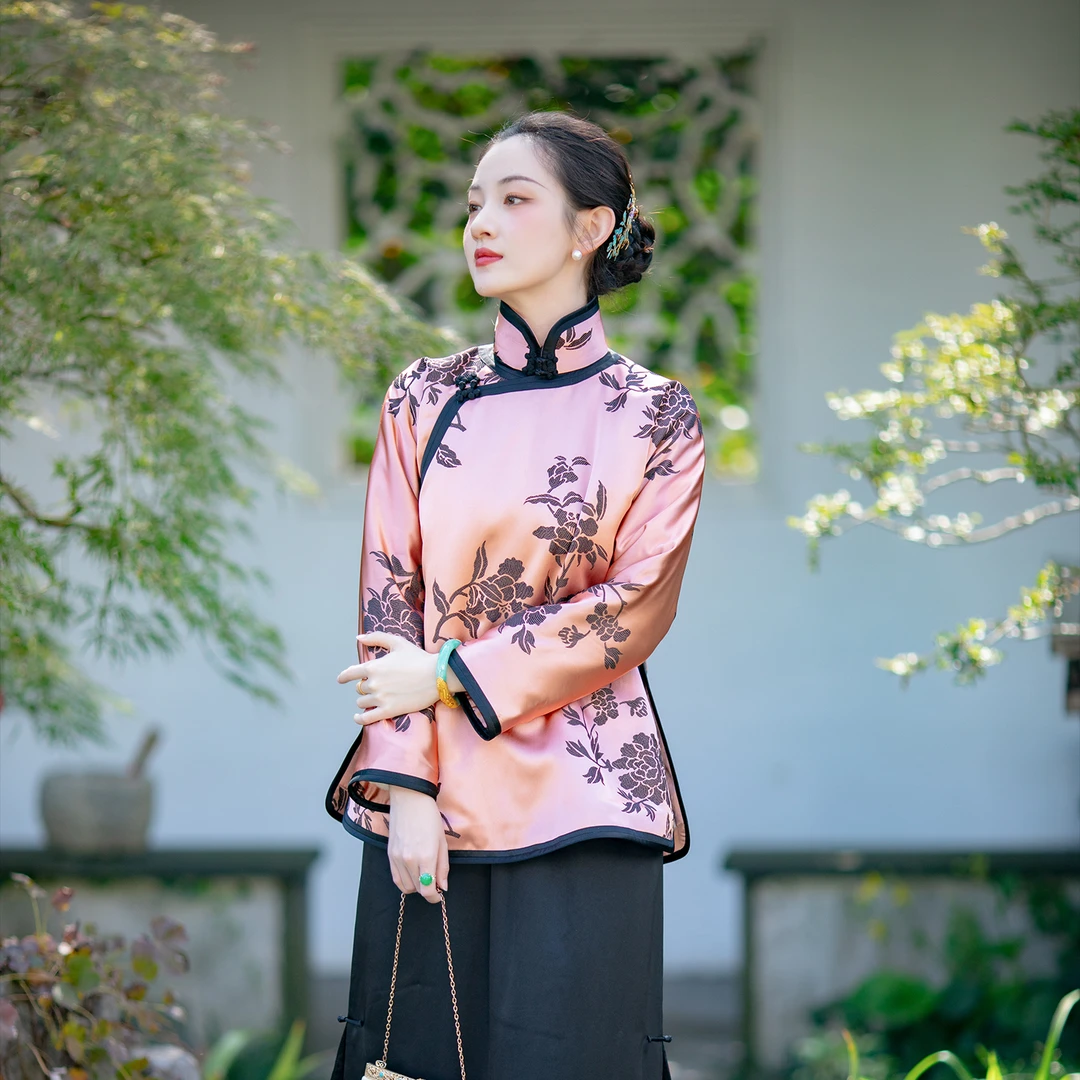 沁花映雨丨一城风絮丨复古提花民国风夹棉复古上衣袄加厚保暖