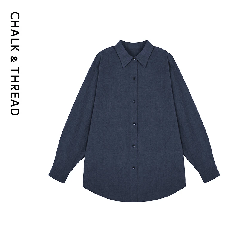 CHALK&THREAD藏青色长袖衬衣