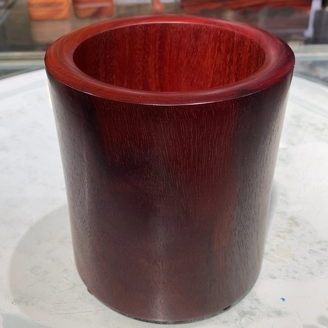 染料紫檀（血檀）赞比亚北部料高油密笔筒12/13