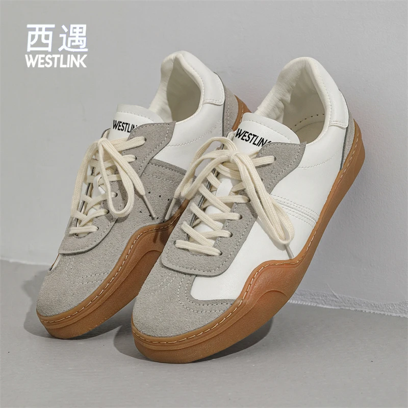 Westlink/西遇拼色百搭情侣休闲板鞋厚底耐磨防滑户外低帮男鞋