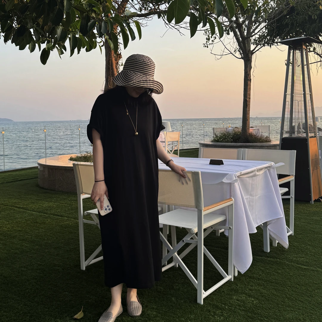 Ms.Qnn“至简” 系列100棉简约大气慵懒舒适长款连衣裙 39D769 Q姐