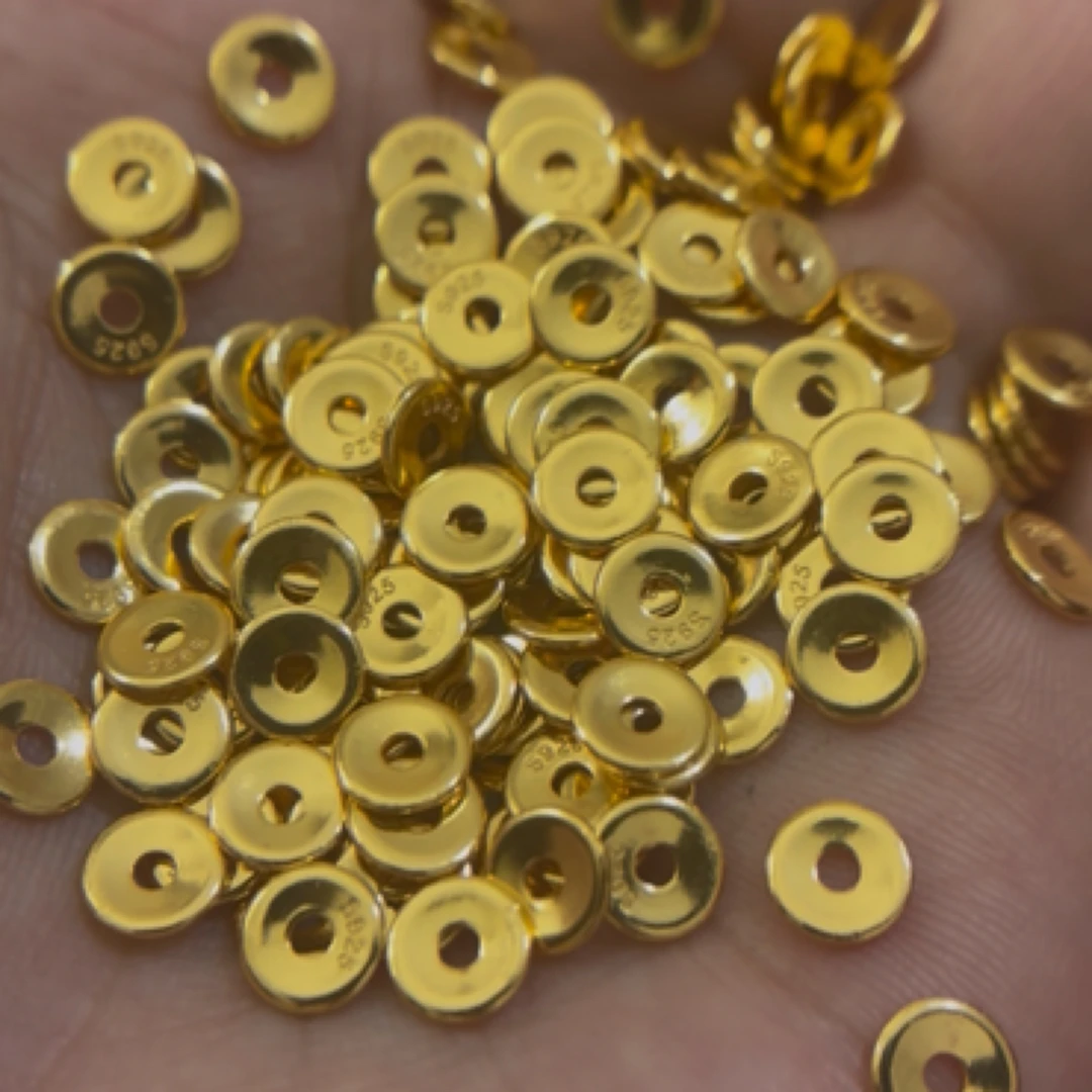 925银银制品 6mm内凹隔片配饰一组8片