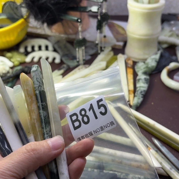 蛇纹石玉发饰合金做****）