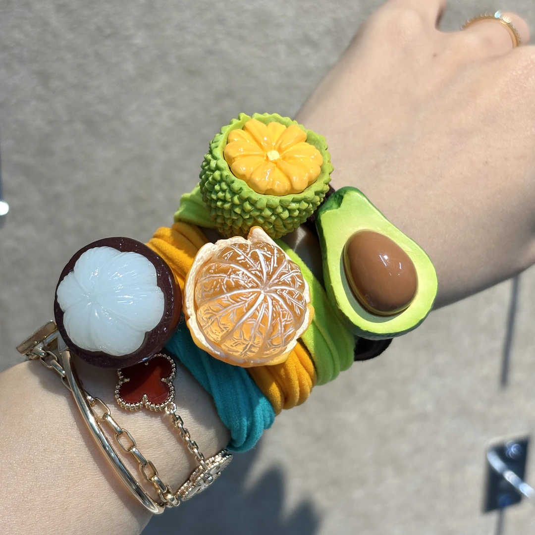 【阿敲】A1303~可爱水果发圈百搭春夏头绳彩色高弹力发饰-麦穗头饰