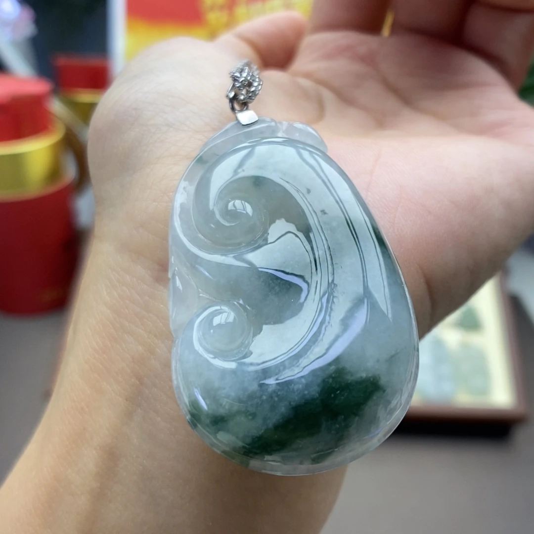 翡翠银S925镶嵌颈饰吊坠6
