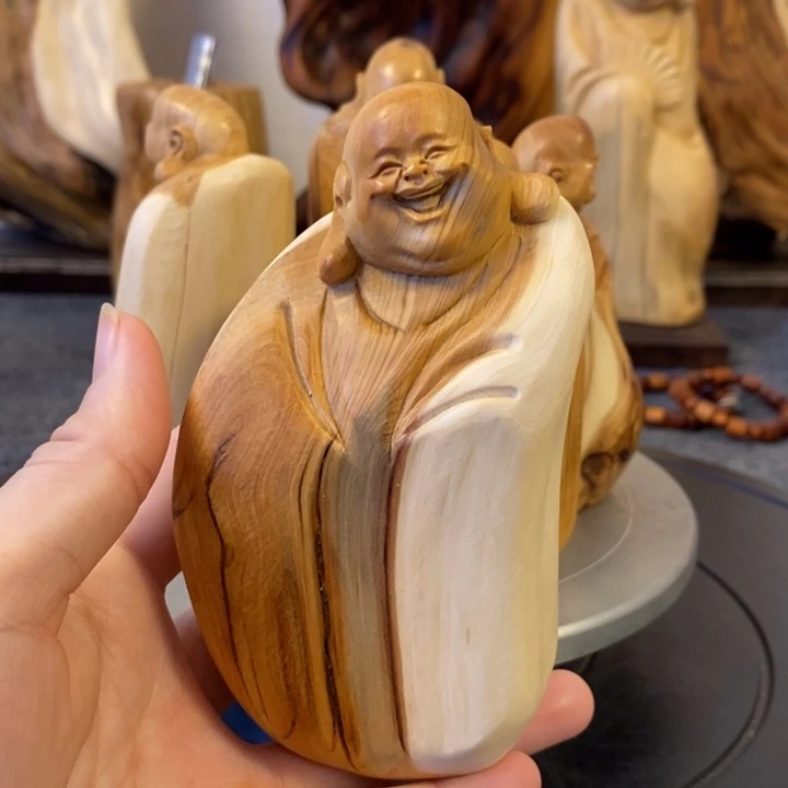 柏木（崖柏）崖柏弥勒佛摆件根雕工艺品