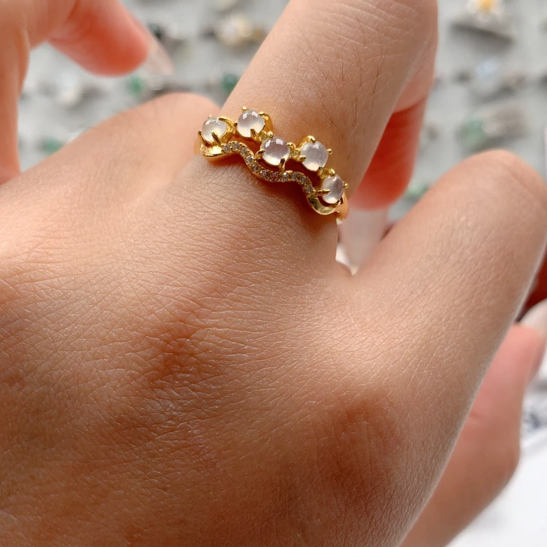 翡翠银S925镶嵌颈饰戒指