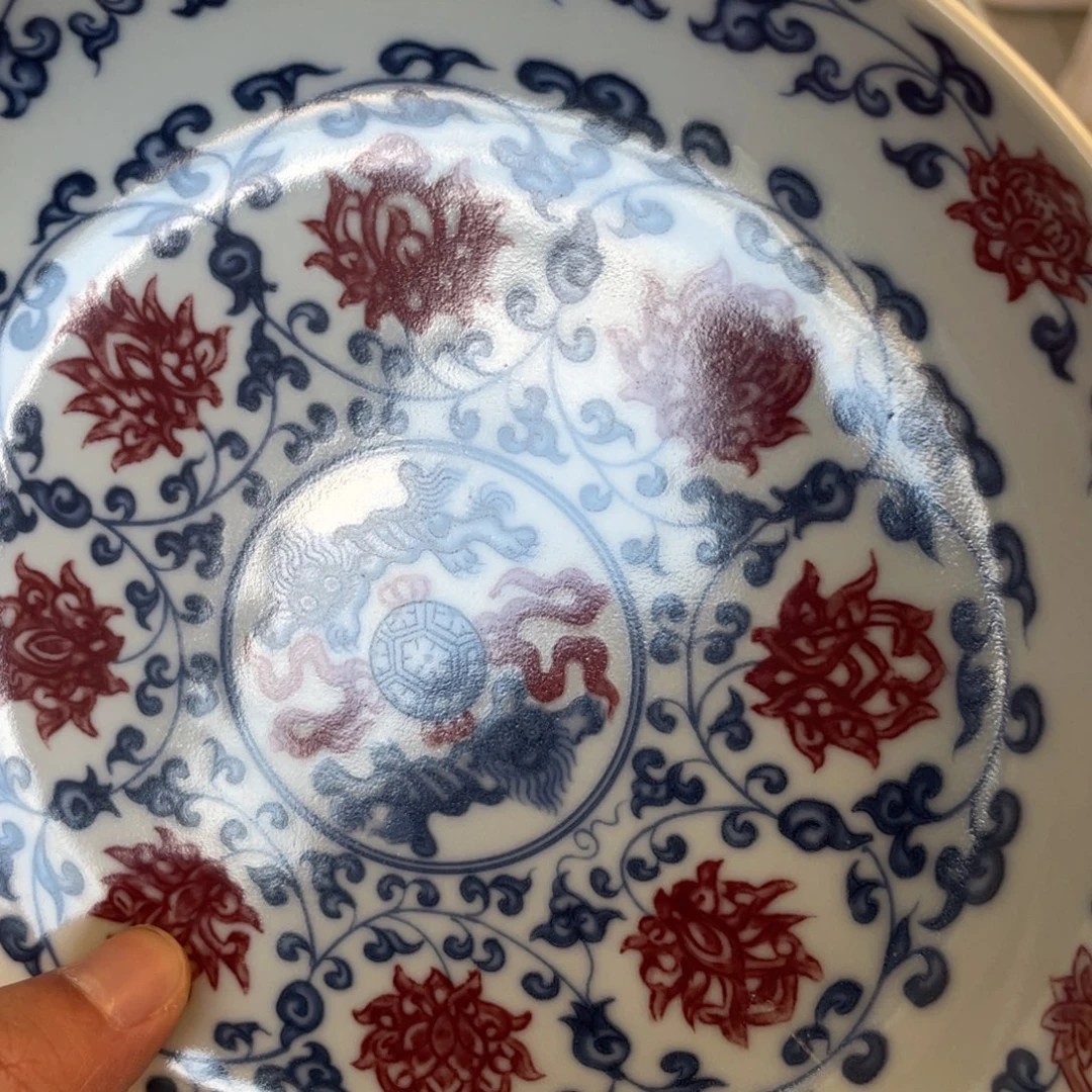 瓷片景德镇釉里红缠枝莲大壶承