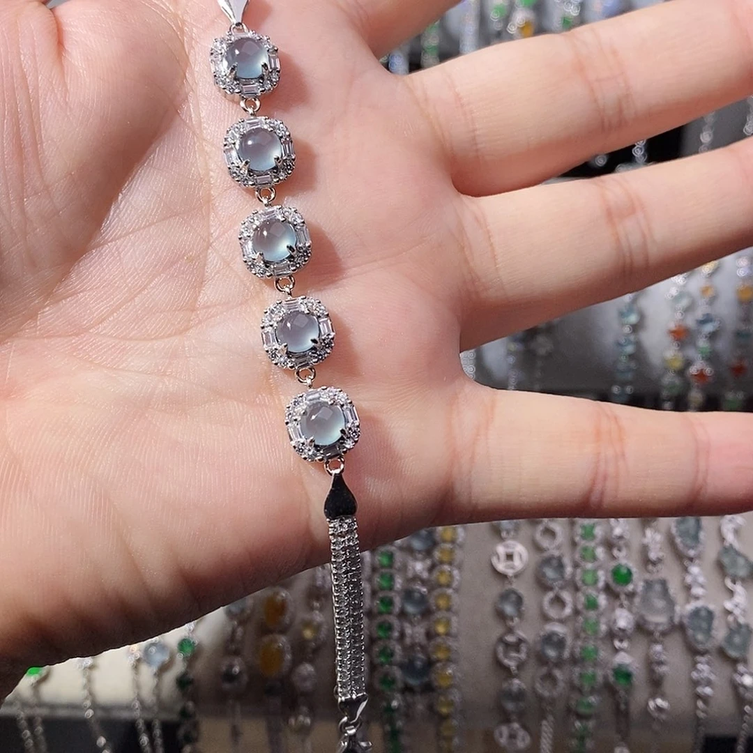 翡翠银S925镶嵌手链