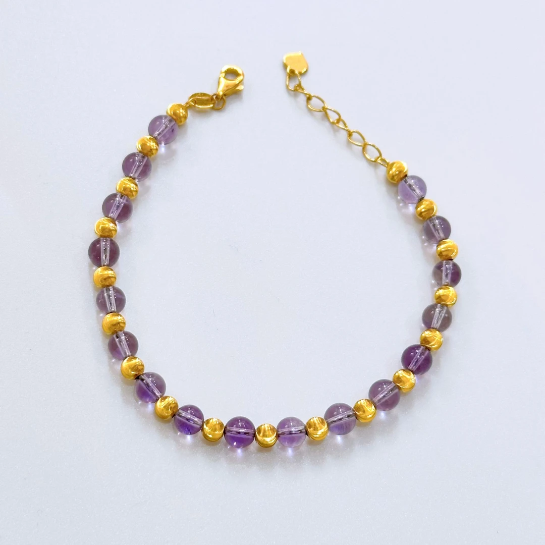 【紫水jing手链合集】足金999黄金工艺时尚彩宝潮流时尚手链