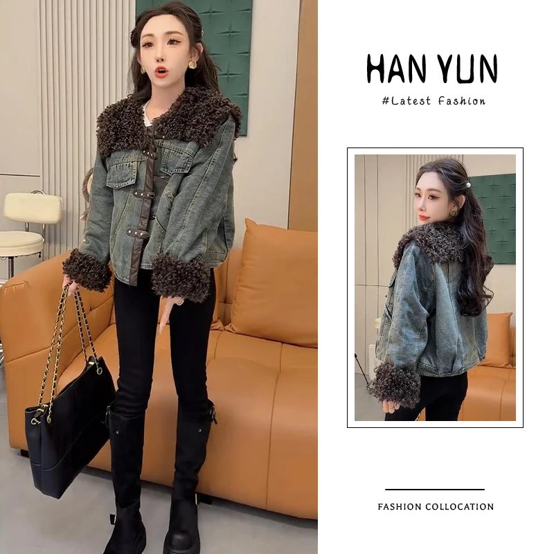 加厚保暖时尚洋气牛仔短外套女2025秋冬新款韩版百搭宽松显瘦上衣